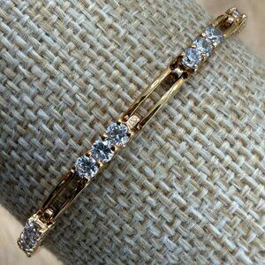 Roman Tennis Bracelet Gold Tone Crystal Classic Dainty
